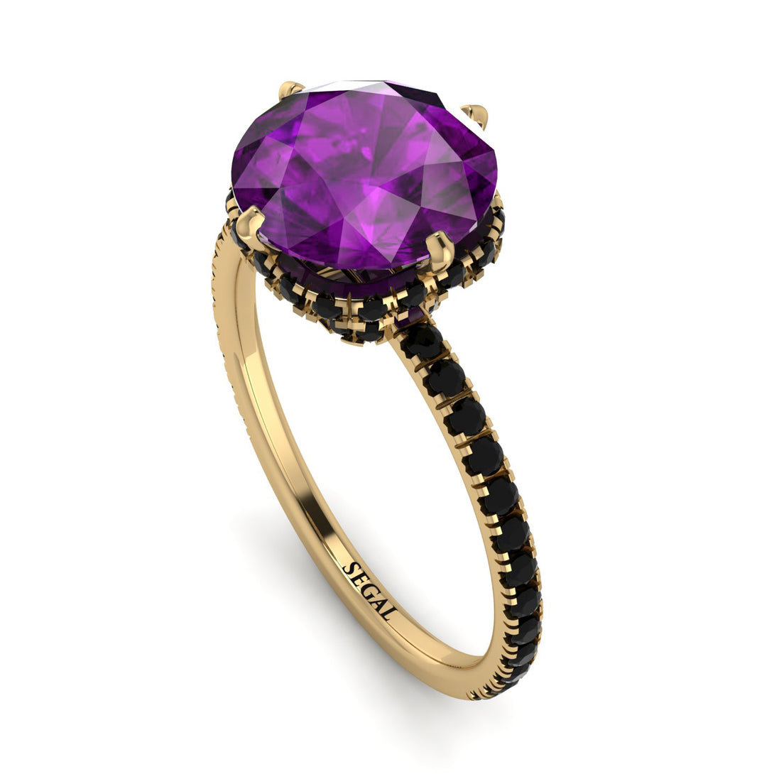 Double Hidden Halo Amethyst Engagement Ring - Angelina No. 307
