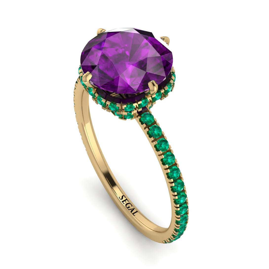 Double Hidden Halo Amethyst Engagement Ring - Angelina No. 304