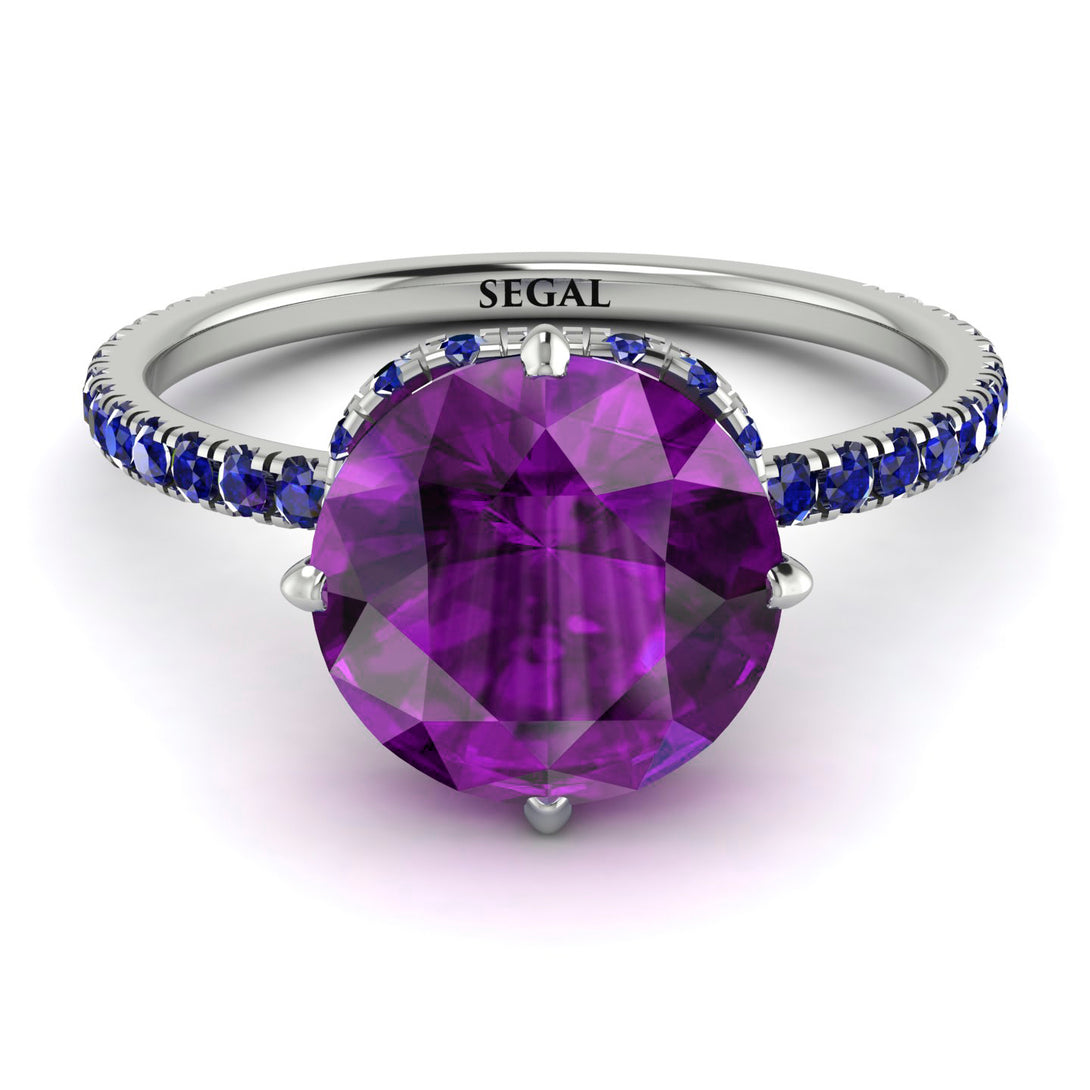 Double Hidden Halo Amethyst Engagement Ring - Angelina No. 315