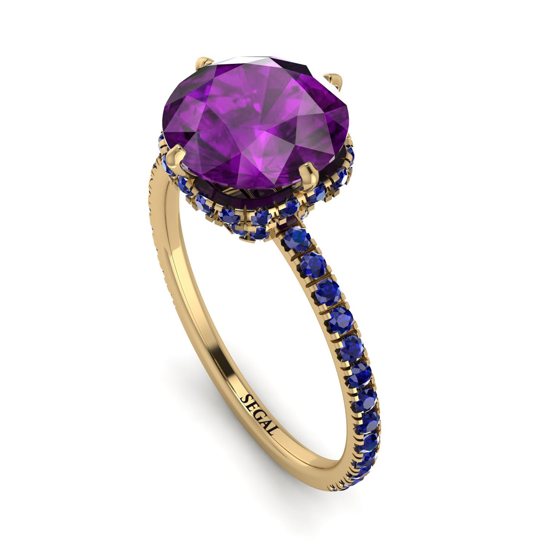 Double Hidden Halo Amethyst Engagement Ring - Angelina No. 313