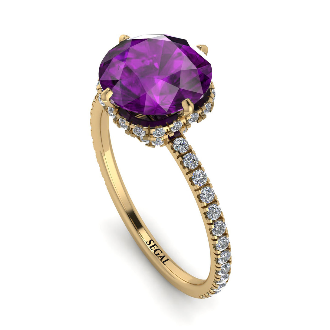 Double Hidden Halo Amethyst Engagement Ring - Angelina No. 301