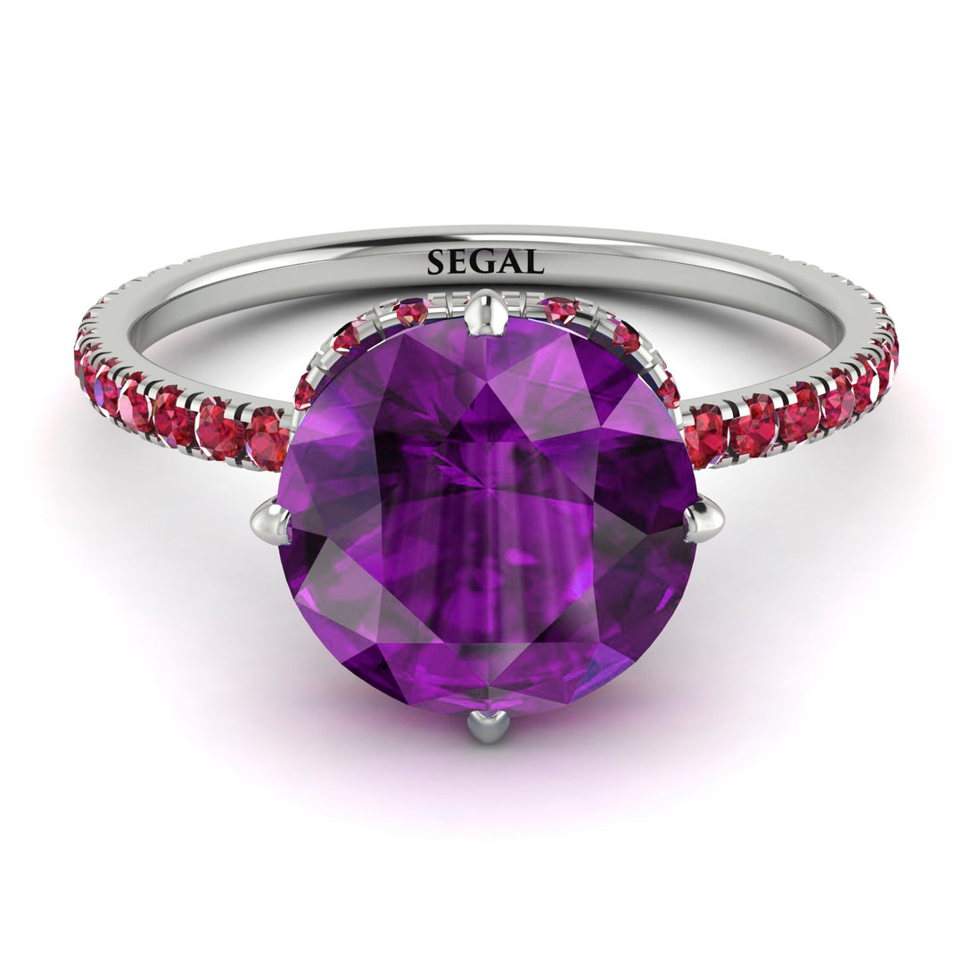 Double Hidden Halo Amethyst Engagement Ring - Angelina No. 312