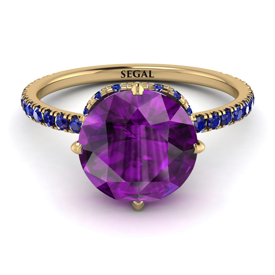Double Hidden Halo Amethyst Engagement Ring - Angelina No. 313