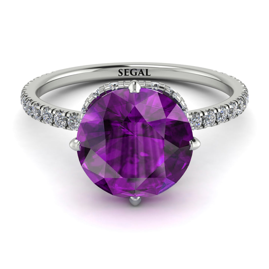 Double Hidden Halo Amethyst Engagement Ring - Angelina No. 303