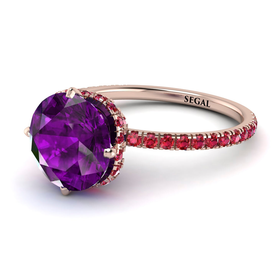 Double Hidden Halo Amethyst Engagement Ring - Angelina No. 311