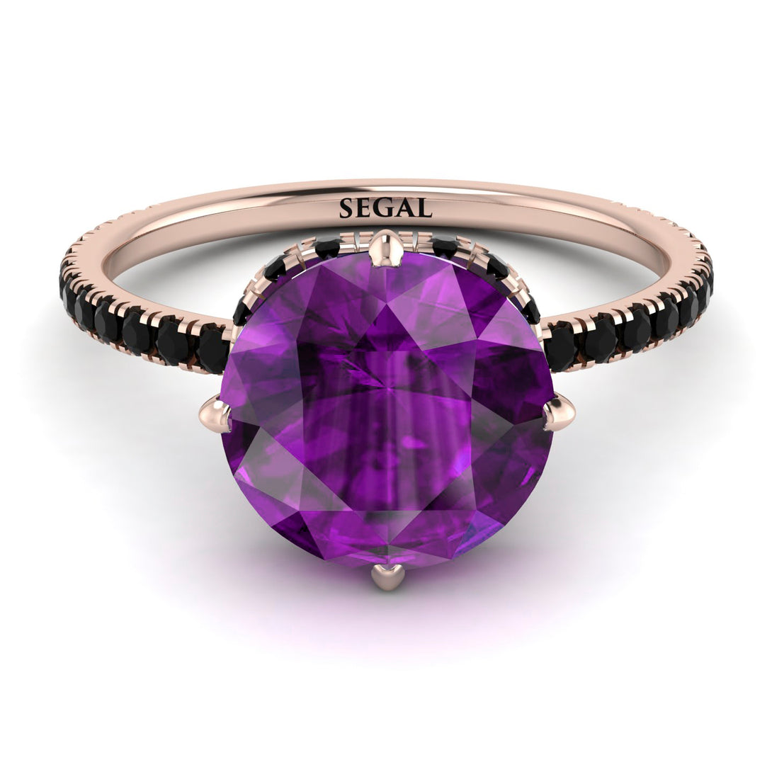 Double Hidden Halo Amethyst Engagement Ring - Angelina No. 308
