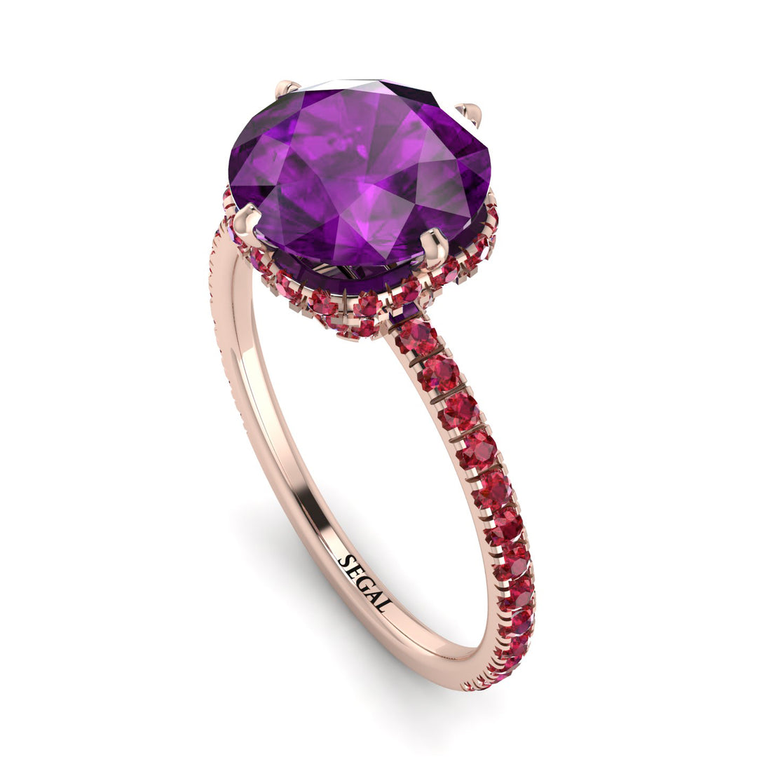Double Hidden Halo Amethyst Engagement Ring - Angelina No. 311