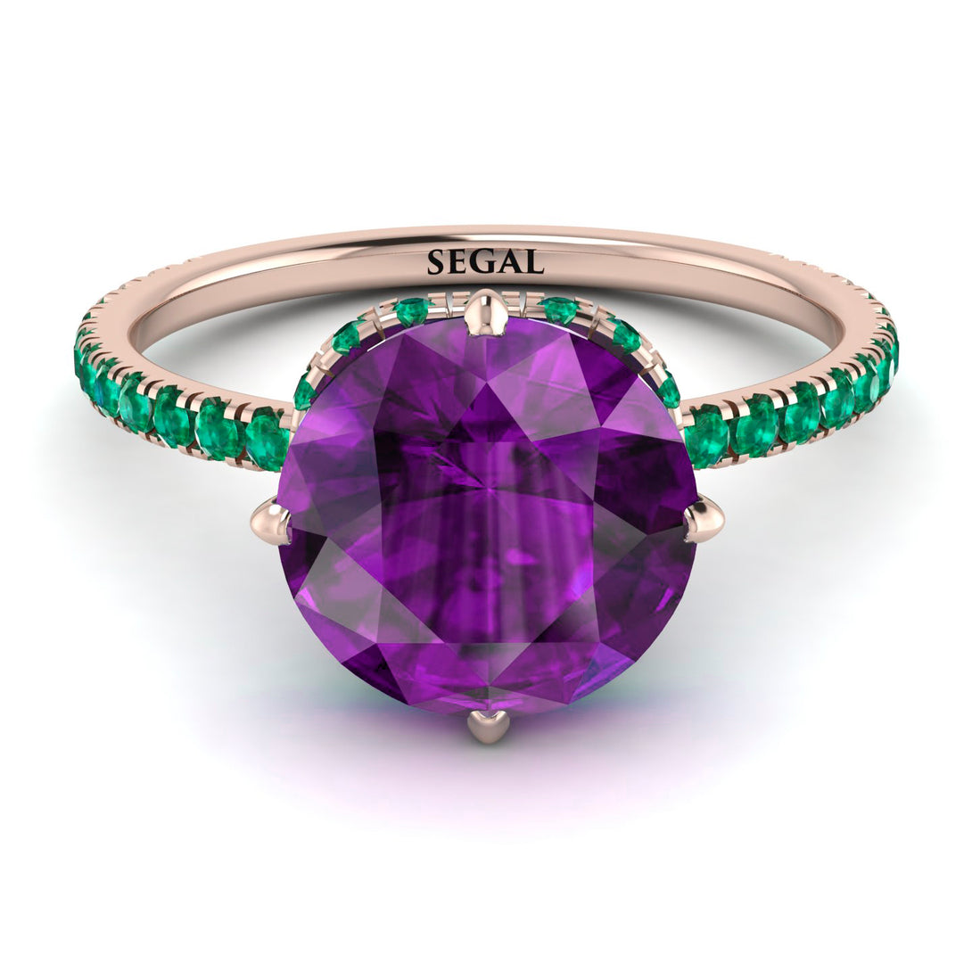 Double Hidden Halo Amethyst Engagement Ring - Angelina No. 305