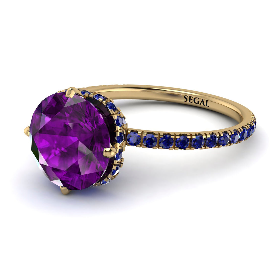 Double Hidden Halo Amethyst Engagement Ring - Angelina No. 313