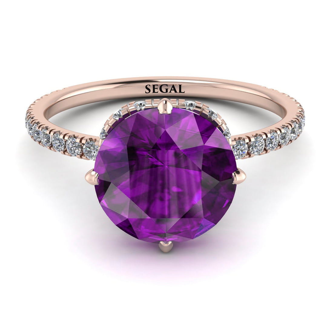 Double Hidden Halo Amethyst Engagement Ring - Angelina No. 302