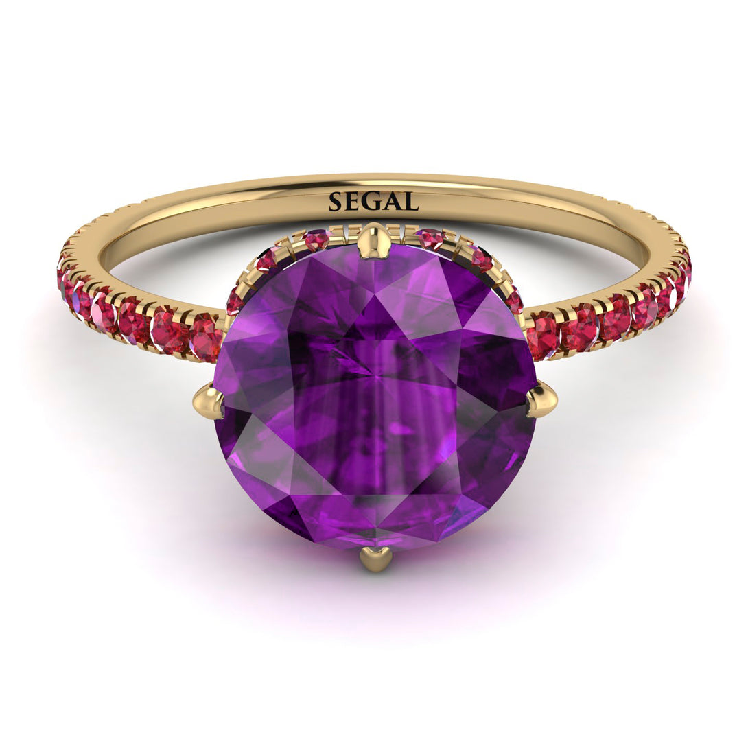 Double Hidden Halo Amethyst Engagement Ring - Angelina No. 310