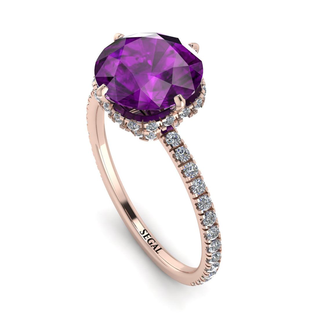 Double Hidden Halo Amethyst Engagement Ring - Angelina No. 302