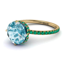 Double Hidden Halo Aquamarine Engagement Ring - Angelina No. 404 image 1