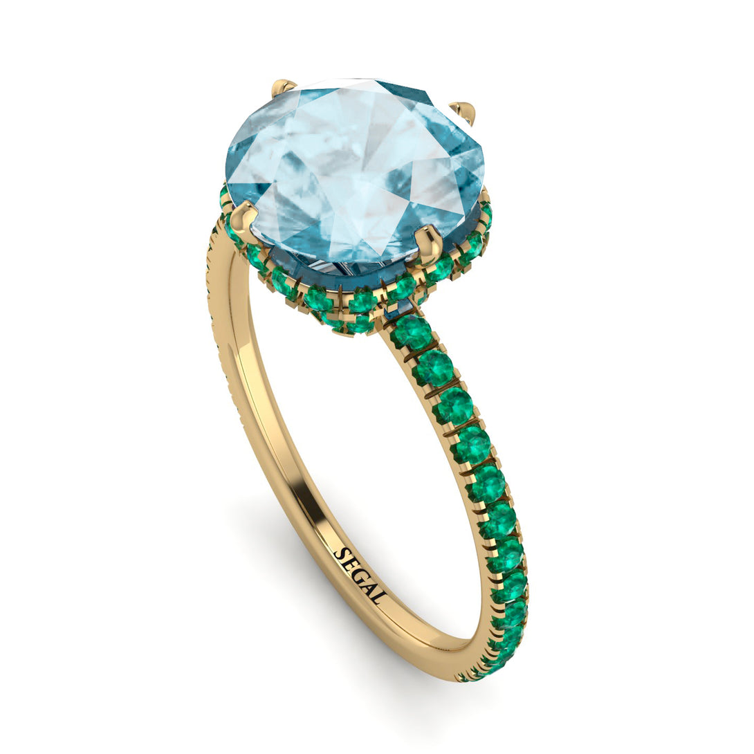 Double Hidden Halo Aquamarine Engagement Ring - Angelina No. 404