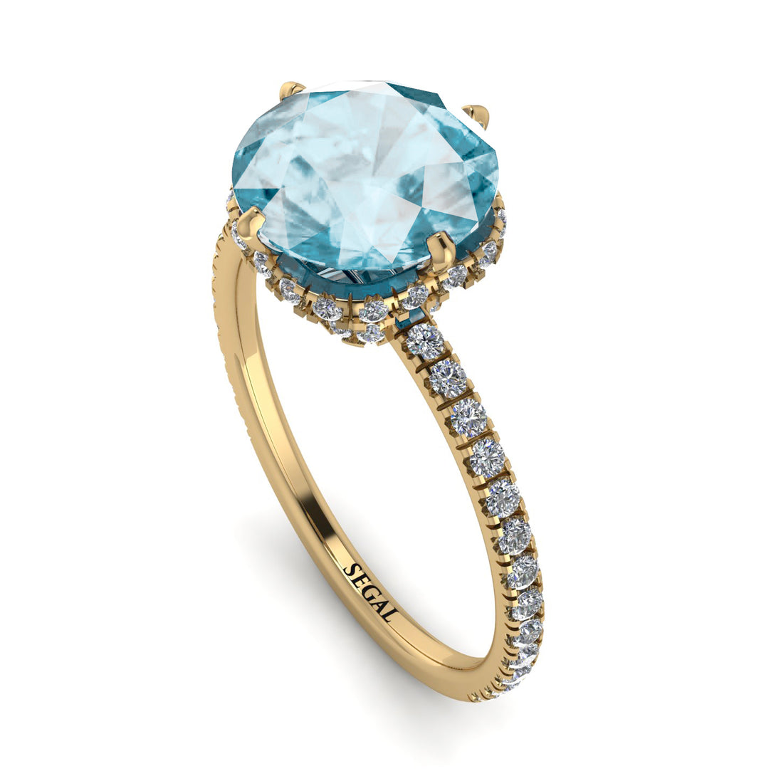 Double Hidden Halo Aquamarine Engagement Ring - Angelina No. 401