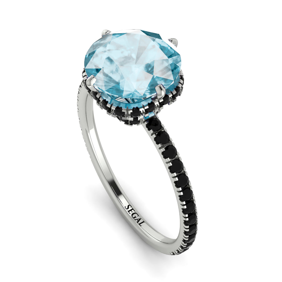 Double Hidden Halo Aquamarine Engagement Ring - Angelina No. 409