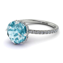 Double Hidden Halo Aquamarine Engagement Ring - Angelina No. 403 image 1