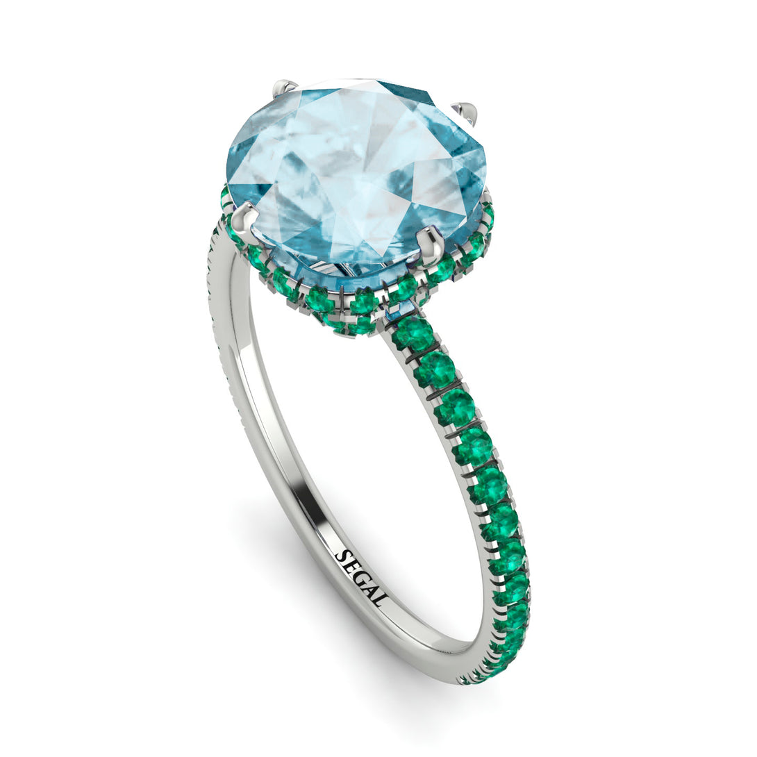Double Hidden Halo Aquamarine Engagement Ring - Angelina No. 406