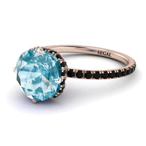 Double Hidden Halo Aquamarine Engagement Ring - Angelina No. 408 image 1