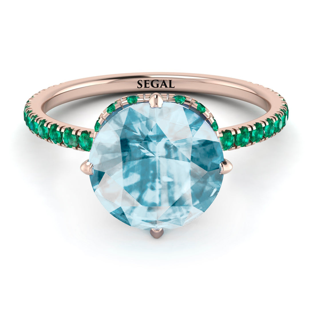 Double Hidden Halo Aquamarine Engagement Ring - Angelina No. 405