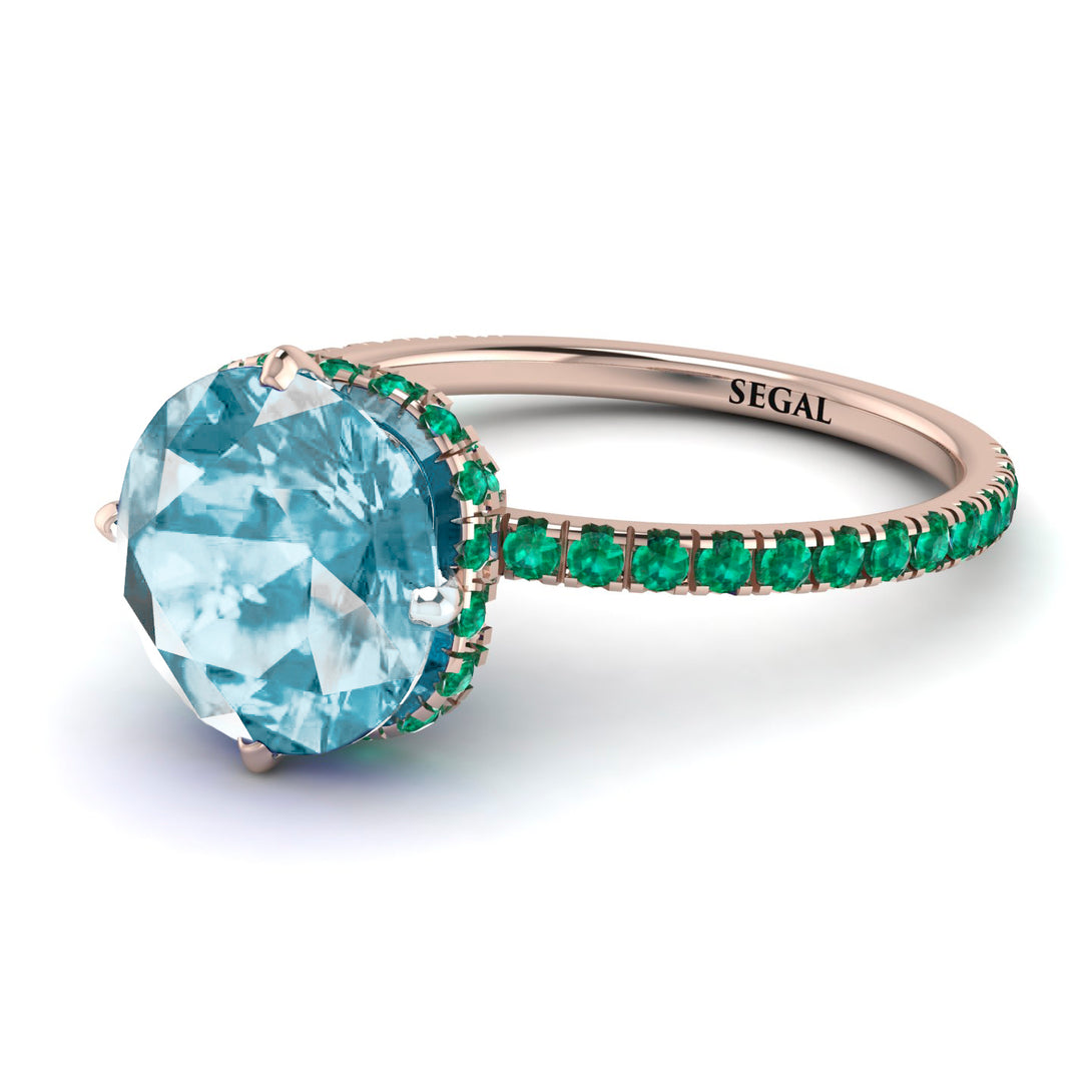 Double Hidden Halo Aquamarine Engagement Ring - Angelina No. 405