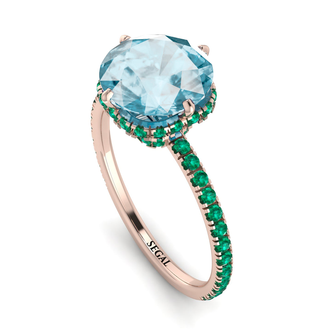 Double Hidden Halo Aquamarine Engagement Ring - Angelina No. 405