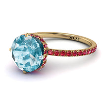 Double Hidden Halo Aquamarine Engagement Ring - Angelina No. 410 image 1
