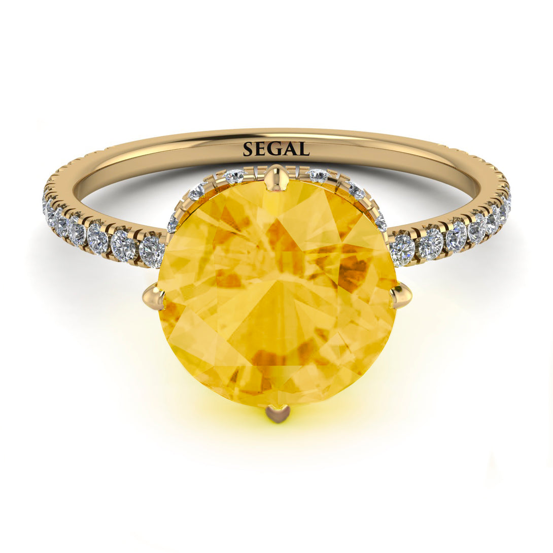 Double Hidden Halo Citrine Engagement Ring - Angelina No. 601