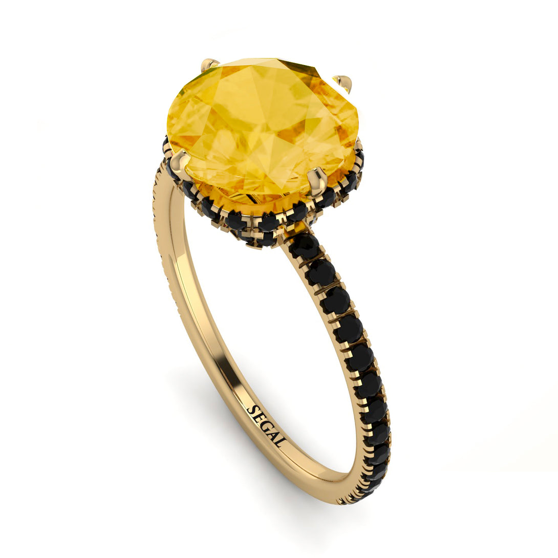 Double Hidden Halo Citrine Engagement Ring - Angelina No. 607