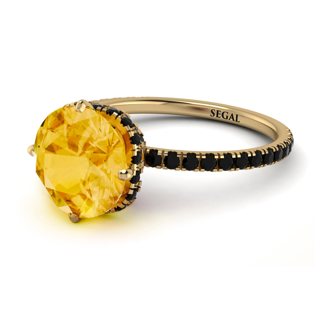 Double Hidden Halo Citrine Engagement Ring - Angelina No. 607