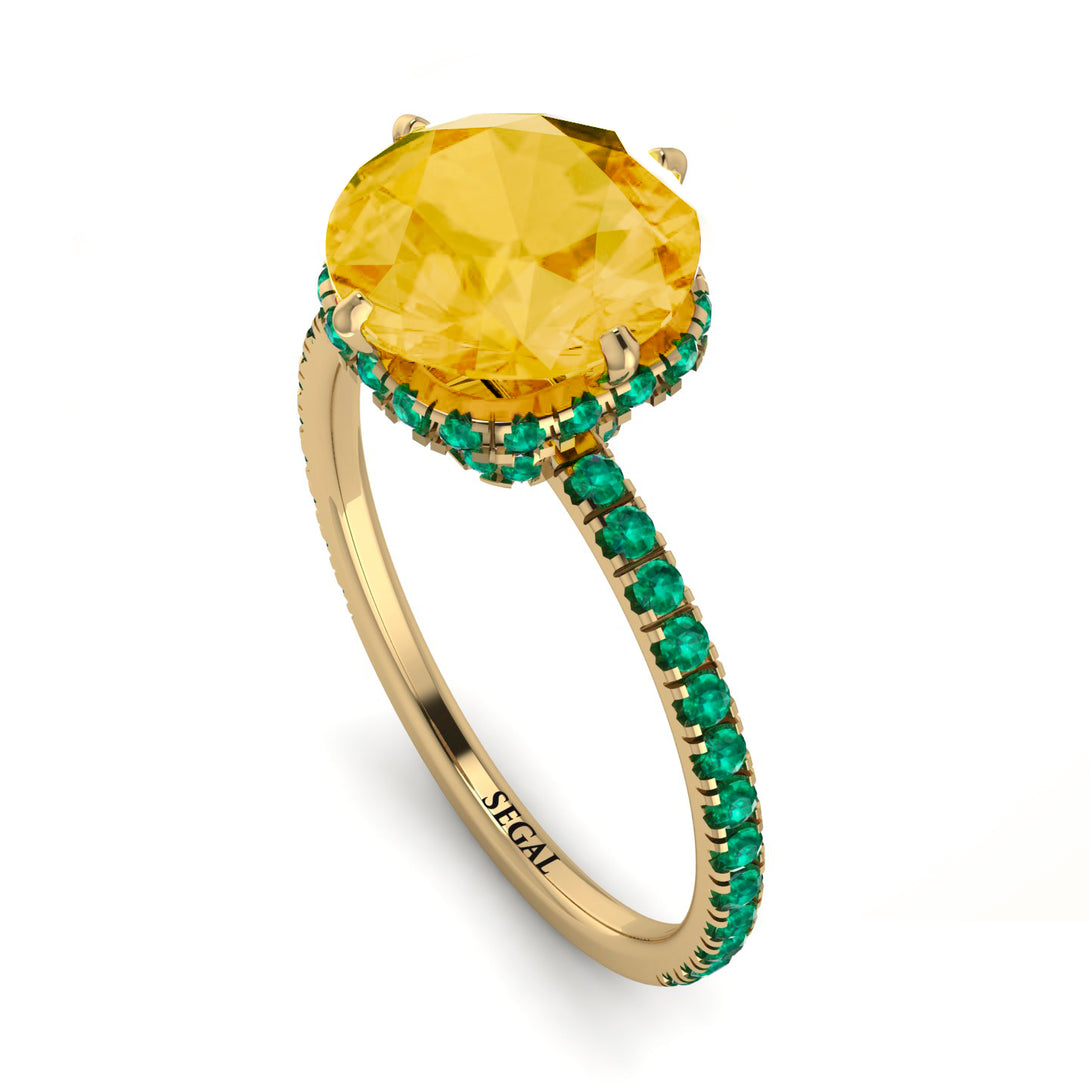 Double Hidden Halo Citrine Engagement Ring - Angelina No. 604