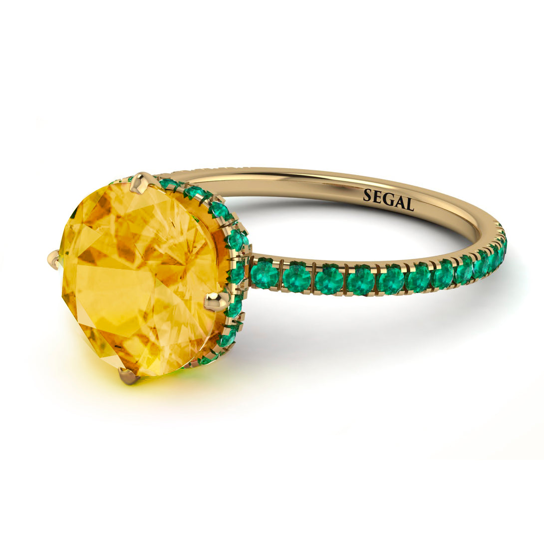 Double Hidden Halo Citrine Engagement Ring - Angelina No. 604