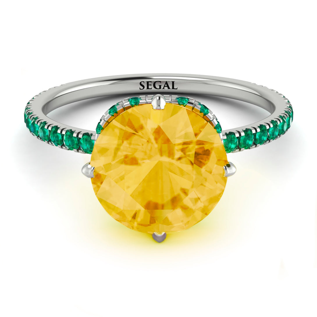 Double Hidden Halo Citrine Engagement Ring - Angelina No. 606