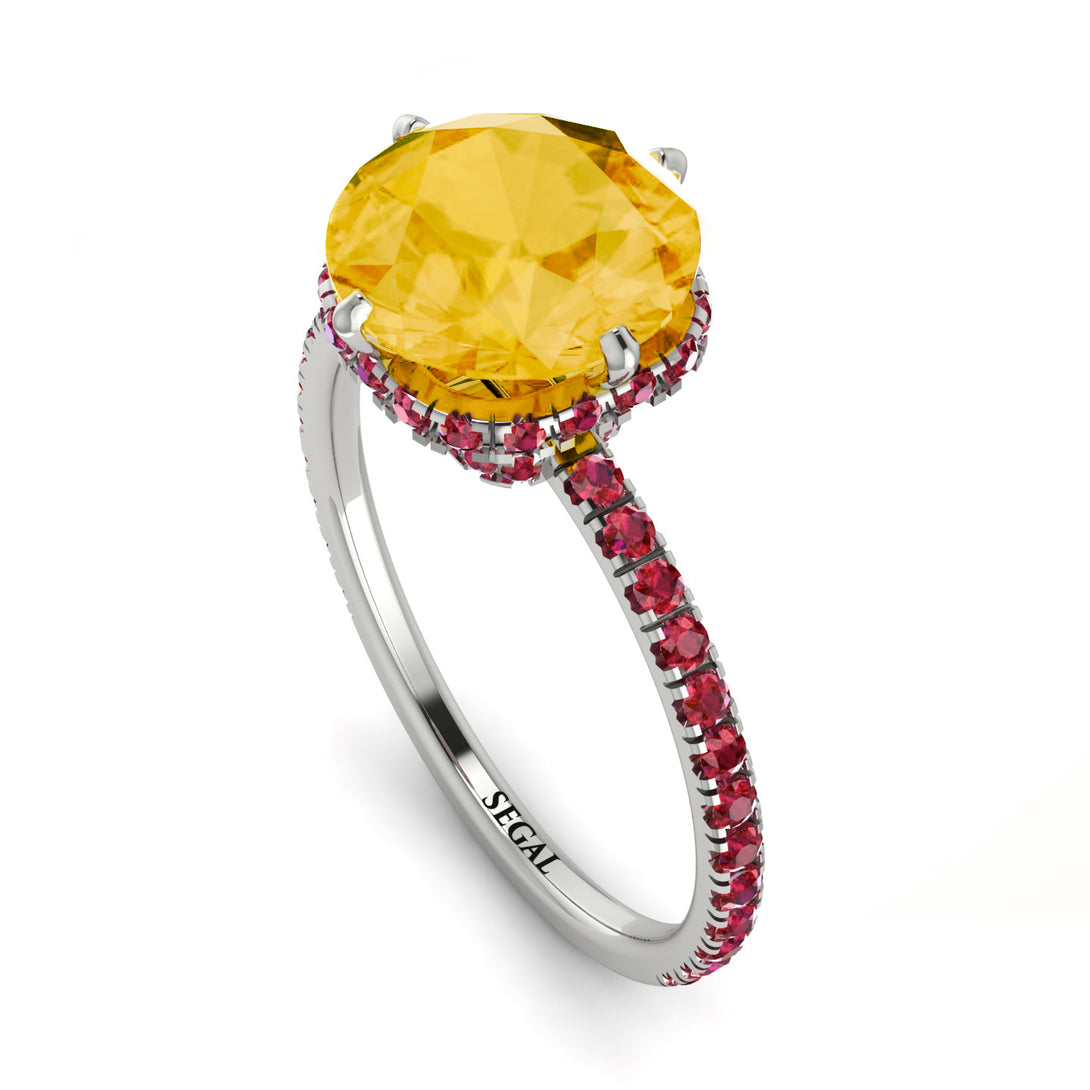 Double Hidden Halo Citrine Engagement Ring - Angelina No. 612