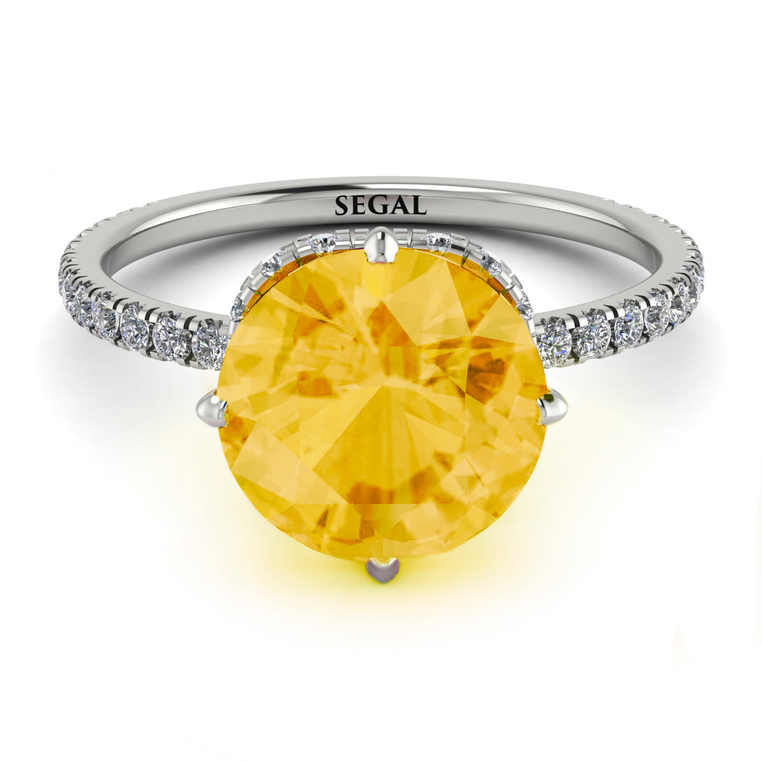 Double Hidden Halo Citrine Engagement Ring - Angelina No. 603