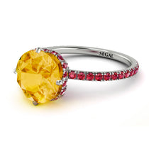Double Hidden Halo Citrine Engagement Ring - Angelina No. 612 image 1