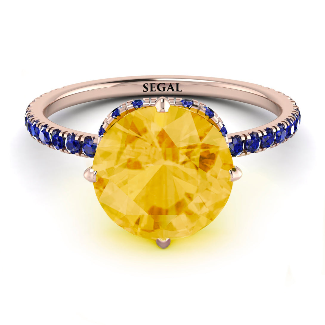 Double Hidden Halo Citrine Engagement Ring - Angelina No. 614
