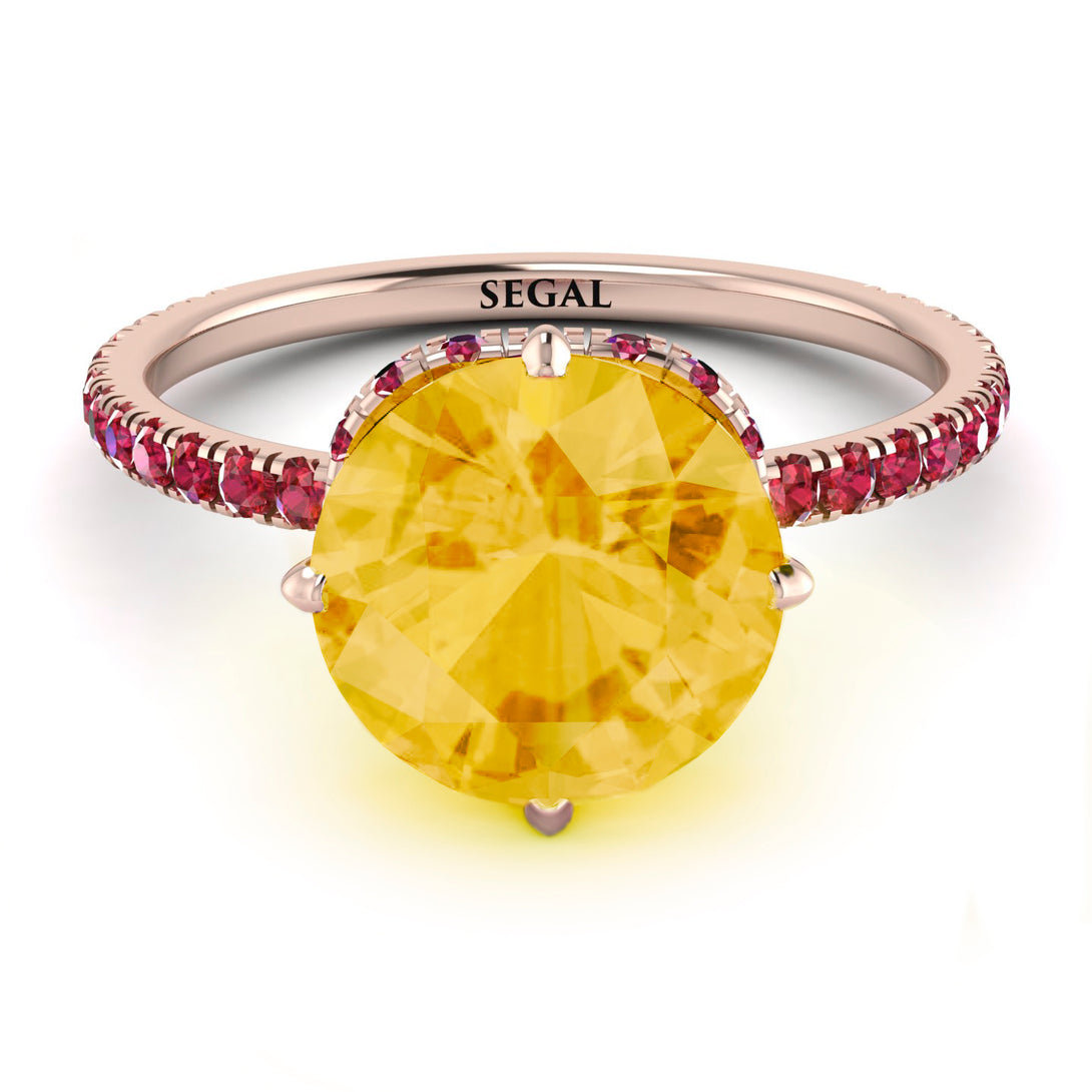 Double Hidden Halo Citrine Engagement Ring - Angelina No. 611