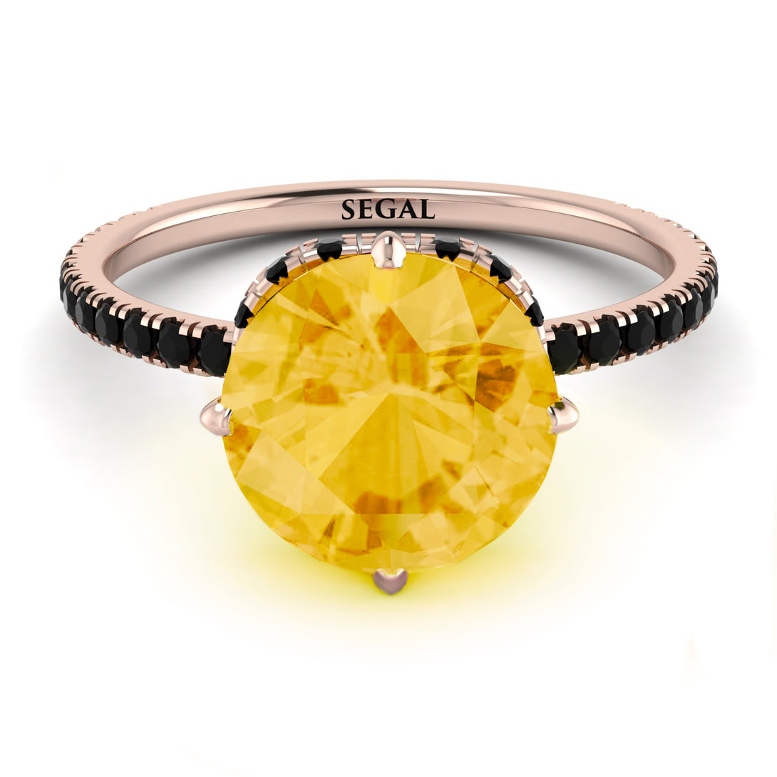 Double Hidden Halo Citrine Engagement Ring - Angelina No. 608