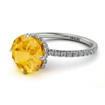 Double Hidden Halo Citrine Engagement Ring - Angelina No. 603 image 1