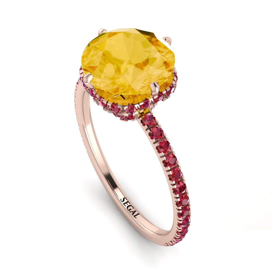 Double Hidden Halo Citrine Engagement Ring - Angelina No. 611
