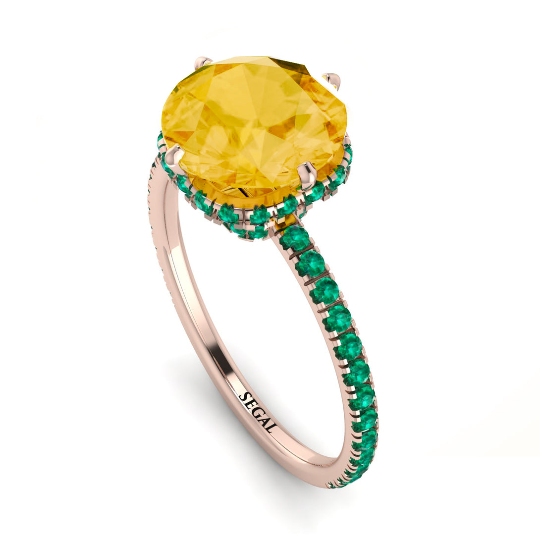Double Hidden Halo Citrine Engagement Ring - Angelina No. 605