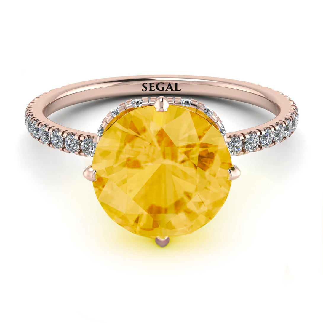Double Hidden Halo Citrine Engagement Ring - Angelina No. 602