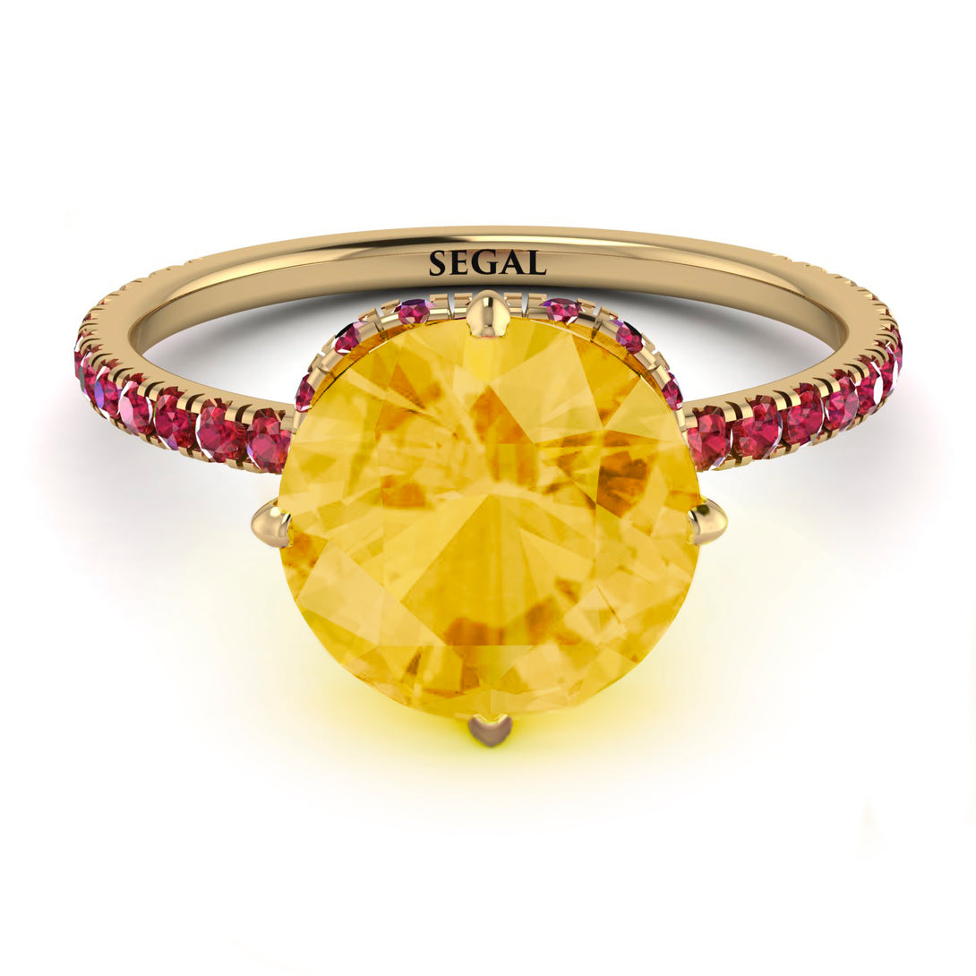 Double Hidden Halo Citrine Engagement Ring - Angelina No. 610