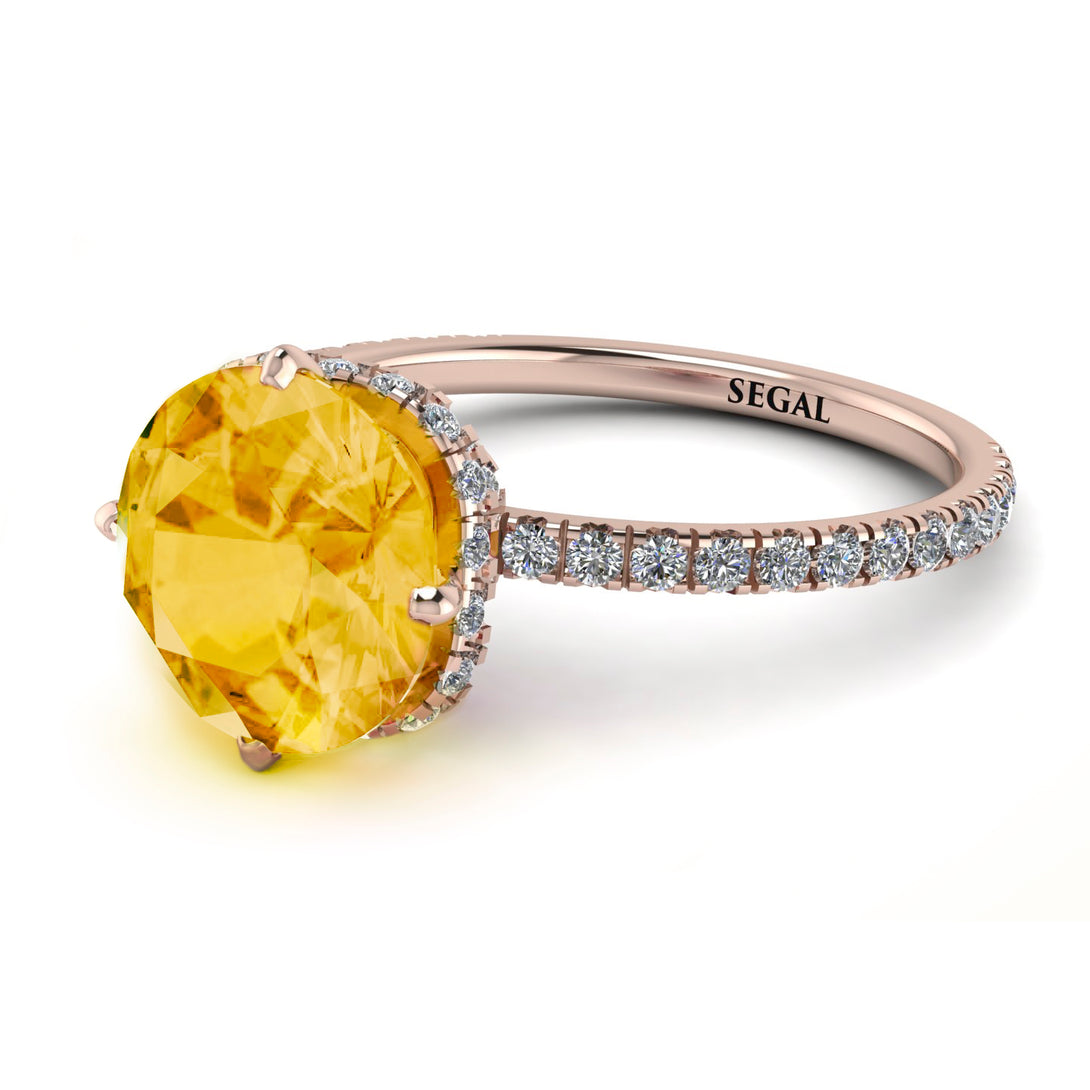 Double Hidden Halo Citrine Engagement Ring - Angelina No. 602
