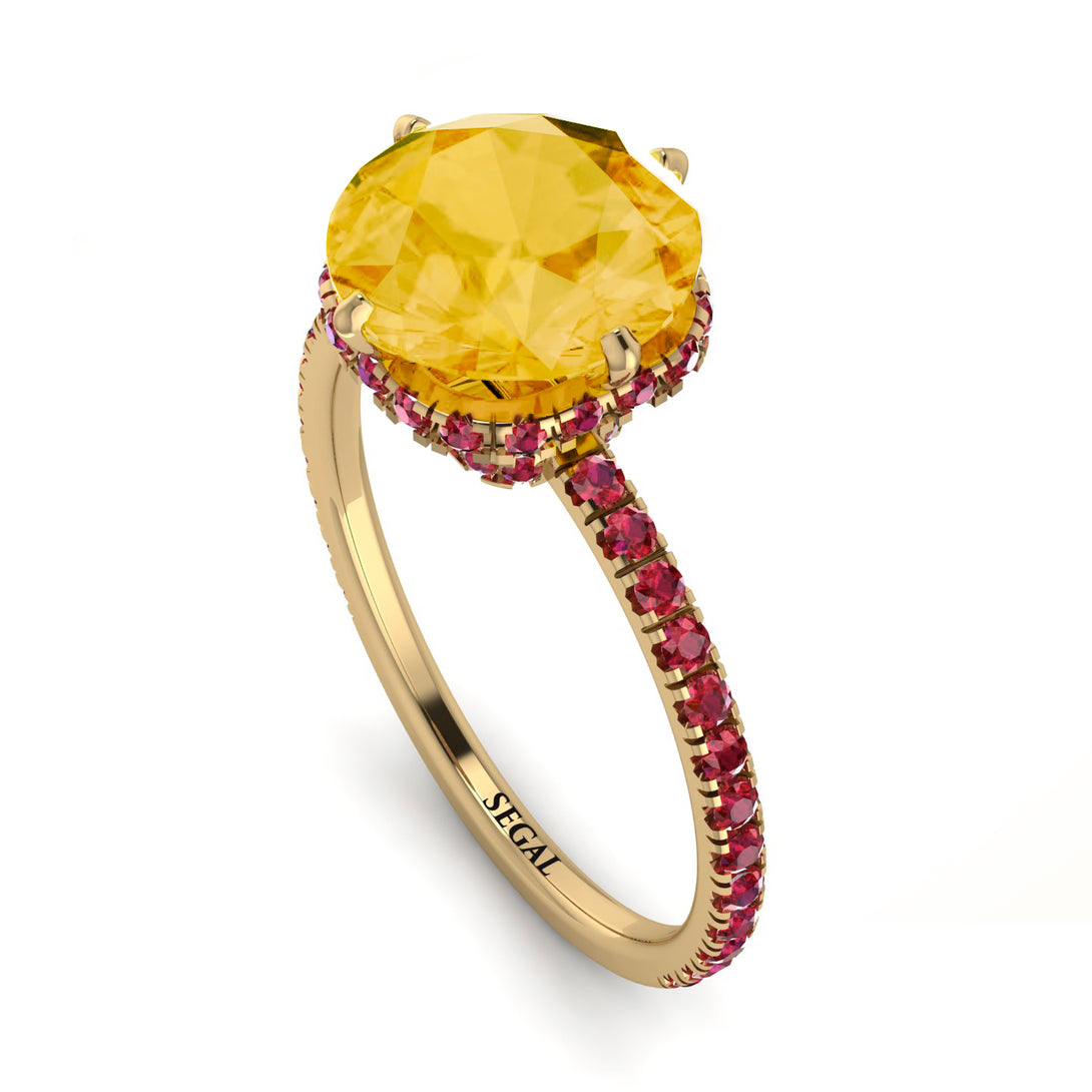 Double Hidden Halo Citrine Engagement Ring - Angelina No. 610