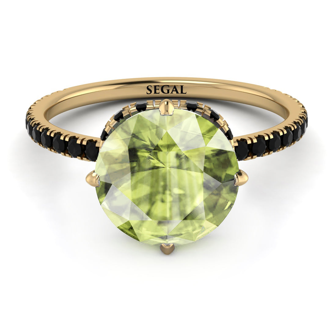 Double Hidden Halo Peridot Engagement Ring - Angelina No. 707
