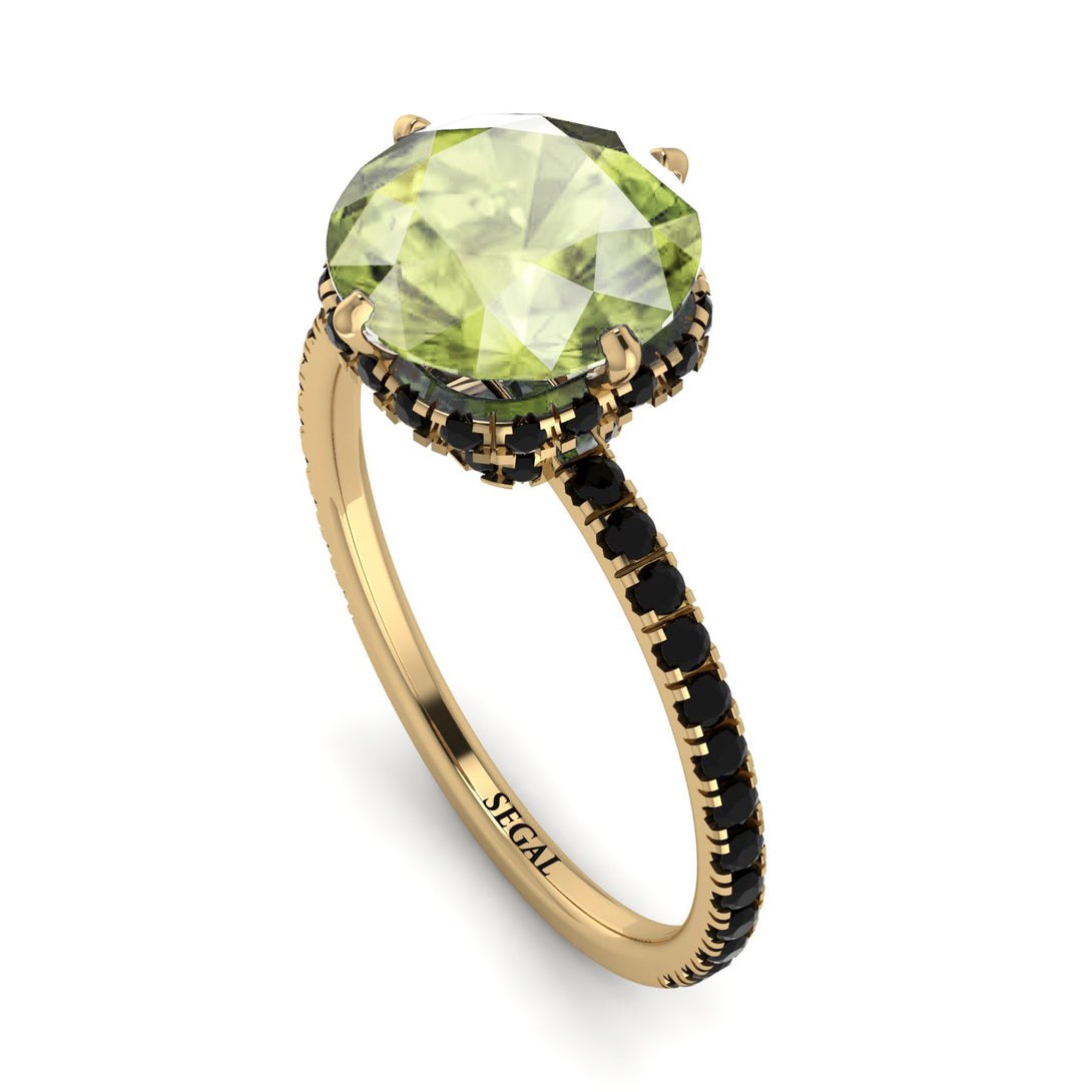 Double Hidden Halo Peridot Engagement Ring - Angelina No. 707