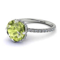 Double Hidden Halo Peridot Engagement Ring - Angelina No. 703 image 1