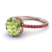 Double Hidden Halo Peridot Engagement Ring - Angelina No. 711 image 1